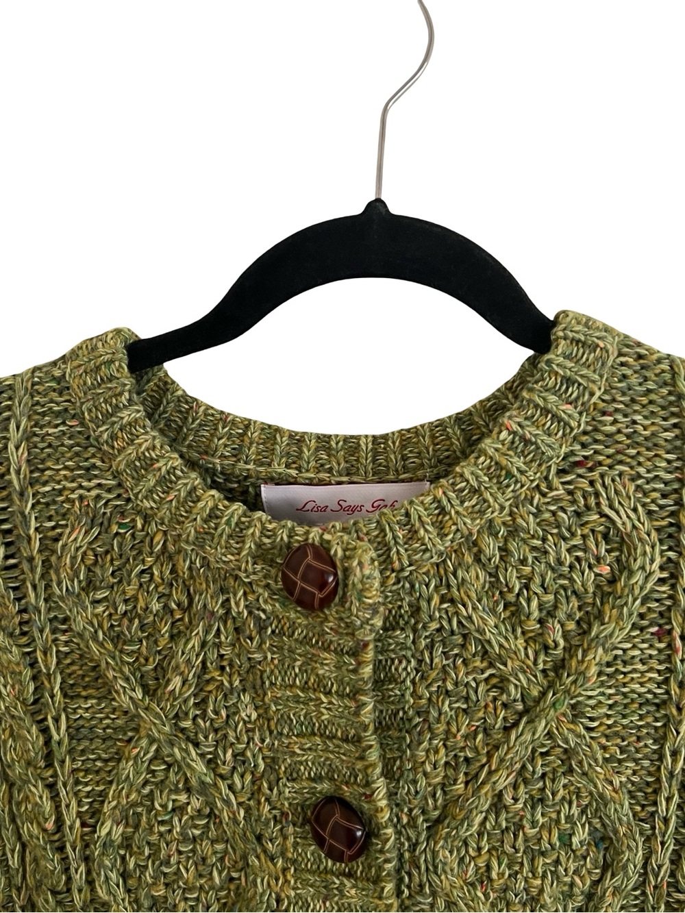 Lisa Says Gah Green Shari Cardigan M/L - Picture 3 of 6